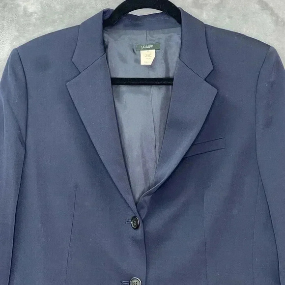 J Crew Blazer Womens Sz 14 100% Wool Vintage Green Tag Navy Preppy Made in Japan - Picture 2 of 12